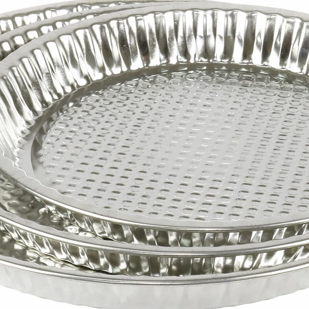 TRIS STAMPI PER CROSTATA TORTE DESSERT PASTICCINI IN LATTA 24/28/32 CM TEGLIE 007910A