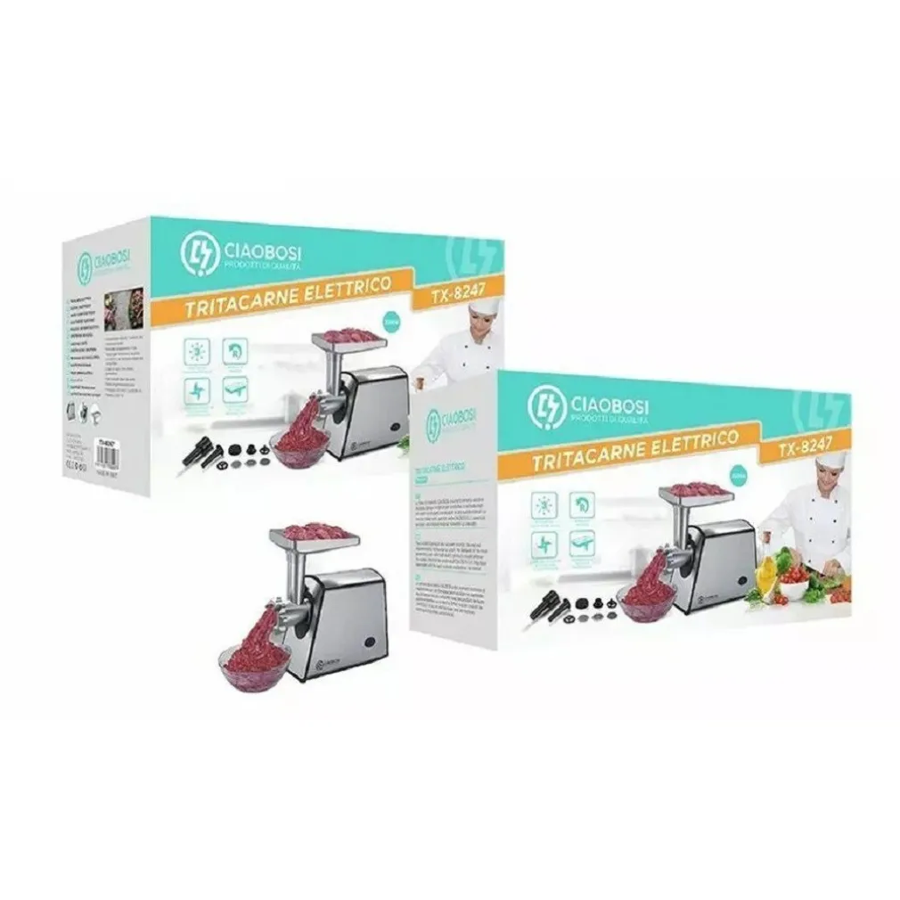 TRITACARNE ELETTRICO TX-8247 ACCESSORI 2000 W IDEALE PER TRITARE SALSICCE KEBBE