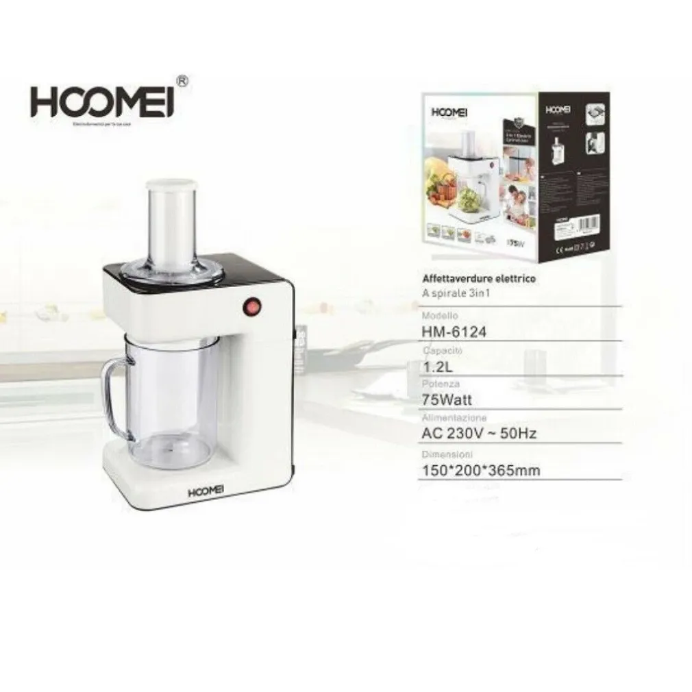 TRITAVERDURE AFFETTAVERDURE ELETTRICO A SPIRALE 3 IN 1 TAGLIA VERDURE 1,2LT 75W