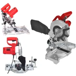 TRONCATRICE TAGLIA PER LEGNO 1400 W SEGA CIRCOLARE LAMA TAGLIO 210 MM A 45° LATI