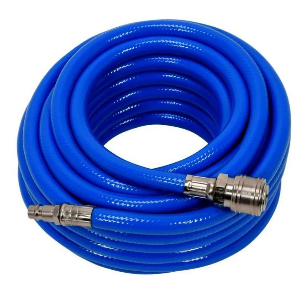 TUBO ARIA COMPRESSA FLESSIBILE PER COMPRESSORE 15 METRI RACCORDO RAPIDO 1/4″