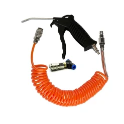 TUBO ARIA COMPRESSA FLESSIBILE PER COMPRESSORE 5MT + PISTOLA SOFFIAGGIO