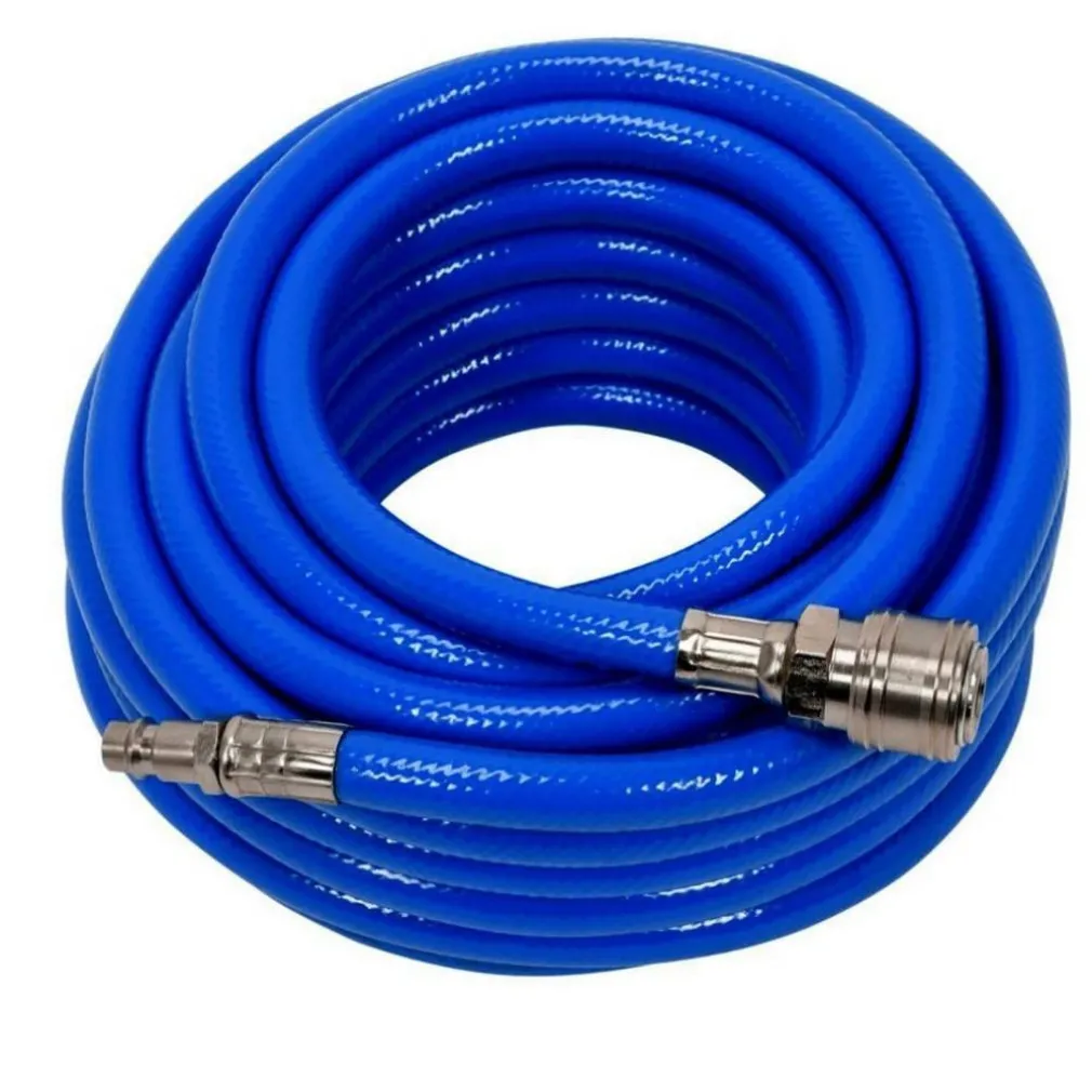 TUBO ARIA COMPRESSA FLESSIBILE PER COMPRESSORE 20 METRI RACCORDO RAPIDO 1/4″