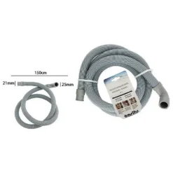 TUBO DI SCARICO UNIVERSALE PER LAVATRICE LAVASTOVIGLIE DA 150CM CORRUGATO GRIGIO