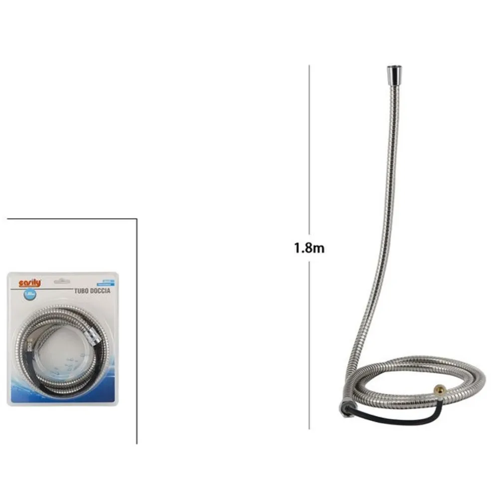 TUBO FLESSIBILE DOCCIA ACCIAIO CON SISTEMA SICUREZZA ANTISCOPPIO 1.8 MT BAGNO 69223