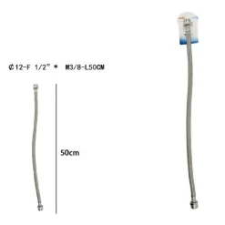 TUBO FLESSIBILE FLESSIBILI RUBINETTO MISCELATORE ACQUA 50 CM F 1/2 X M3/8 69400