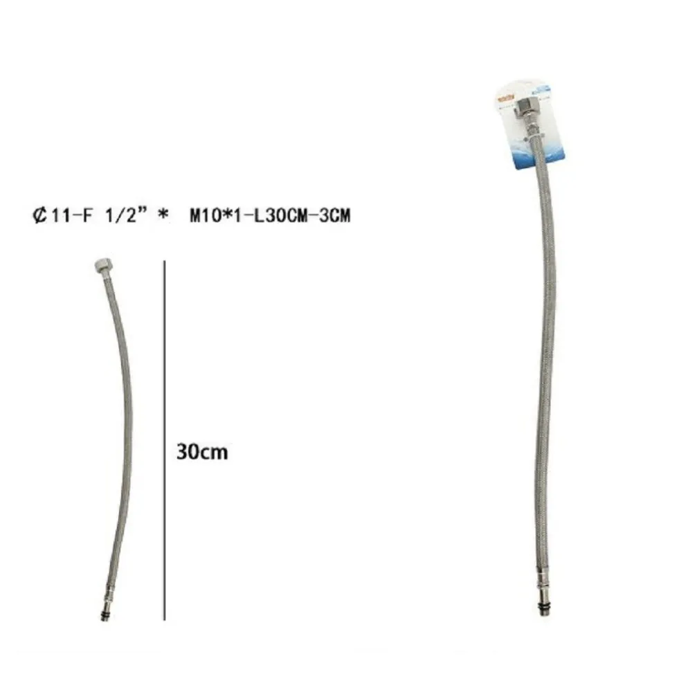 TUBO FLESSIBILE FLESSIBILI RUBINETTO MISCELATORE ACQUA 30 CM F 1/2 X M10/1 69389