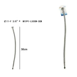 TUBO FLESSIBILE FLESSIBILI RUBINETTO MISCELATORE ACQUA 50 CM F 3/8 X M10/1 69395