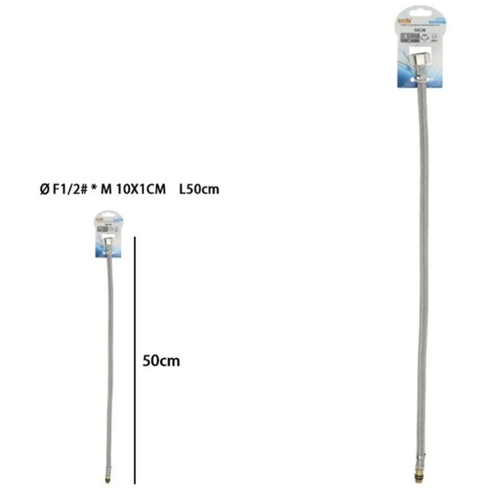 TUBO FLESSIBILE FLESSIBILI RUBINETTO MISCELATORE ACQUA 50 CM F1/2 X M10/1 69392