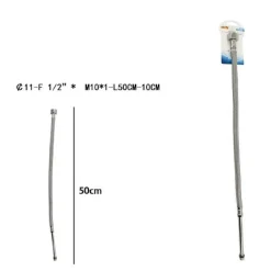 TUBO FLESSIBILE FLESSIBILI RUBINETTO MISCELATORE ACQUA 50CM F 1/2 X M10/1 69396