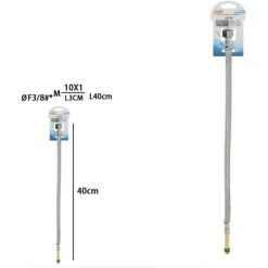 TUBO FLESSIBILE FLESSIBILI RUBINETTO MISCELATORE ACQUA 40 CM ØF3/8 X M10/1 L3CM 79913
