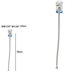 TUBO FLESSIBILE FLESSIBILI PER RUBINETTO MISCELATORE ACQUA ØM1/2 X M1/2 LUNGO 50 CM 87968