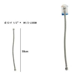 TUBO FLESSIBILE FLESSIBILI RUBINETTO MISCELATORE ACQUA 50 CM F 1/2 X M1/2 69398