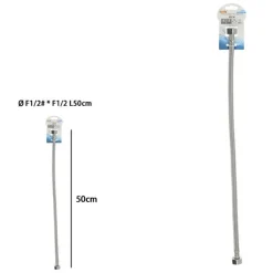 TUBO FLESSIBILE FLESSIBILI PER RUBINETTO MISCELATORE ACQUA ØF1/2 X F1/2 LUNGO 50 CM 87967
