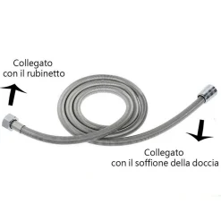 TUBO FLESSIBILE SOFFIONE DOCCINO PER DOCCIA VASCA BAGNO 2.5MT IN ACCIAIO CROMATO
