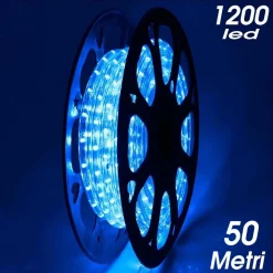 TUBO LUMINOSO 1200 LED 50 MT BLU PER USO ESTERNO CONTROLLER 8 GIOCHI LUCE