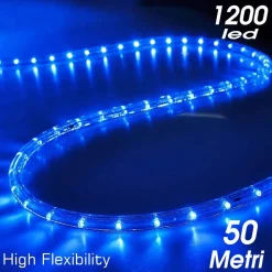 TUBO LUMINOSO 1200 LED 50 MT BLU PER USO ESTERNO CONTROLLER 8 GIOCHI LUCE