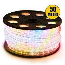TUBO LUMINOSO 1200 LED 50 MT MULTICOLOR USO ESTERNO CONTROLLER 8 GIOCHI LUCE