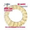 TUBO LUMINOSO 20 METRI LED BIANCO CALDO 480 LUCI PER INTERNO E PER ESTERNO