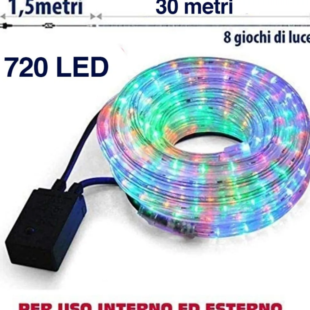 Tubo Luminoso 30 metri LED Multicolor 720 Luci per interno e per Esterno
