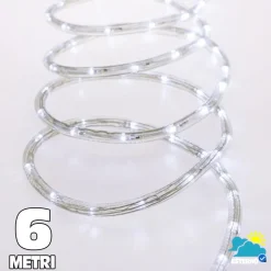 TUBO LUMINOSO A 108 LED PER ESTERNO 6 METRI DI LUCI BIANCO FREDDO CON CONTROLLER