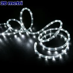 TUBO LUMINOSO NATALIZIO 20 MT LED BIANCO FREDDO CONTROLLER 8 FUNZIONI X ESTERNO