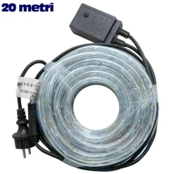 TUBO LUMINOSO NATALIZIO 20 MT LED BIANCO FREDDO CONTROLLER 8 FUNZIONI X ESTERNO