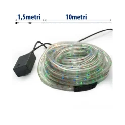 TUBO LUMINOSO NATALIZIO 10 METRI MULTICOLOR 240 LUCI CON CONTROLLER 8 FUNZIONI