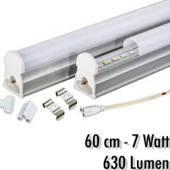TUBO T5 NEON LED 7 W WATT 60 CM 630 LUMEN PER USO INTERNO LUCE BIANCA PLAFONIERA