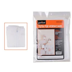 TUTA MONOUSO PROTETTIVA CON CERNIERA CAPPUCCIO LAVORI VERNICIARE PITTURARE 90594