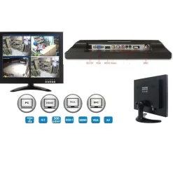 TV TELEVISORE MONITOR LCD 12'' POLLICI TFT VIDEOSORVEGLIANZA VGA BNC HDMI RCA