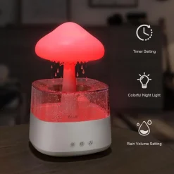 UMIDIFICATORE NUVOLA DI PIOGGIA DIFFUSORE OLI ESSENZIALI AROMATERAPIA CON 7 LUCI
