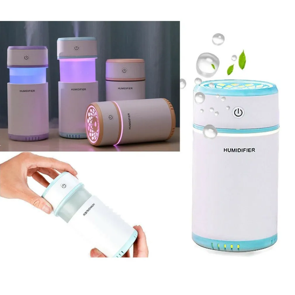 UMIDIFICATORE ULTRASUONI LED CASA AUTO PURIFICATORE ARIA MINI PORTATILE 200ML