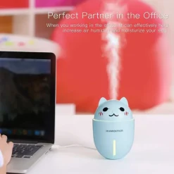 UMIDIFICATORE USB 3IN1 ULTRASUONI MICETTO GATTO 320ML AROMATERAPIA DIFFUSORE