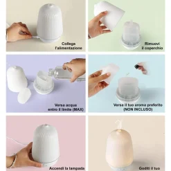 UMIDIFICATORE USB LAMPADA BIANCO CALDA A750 100ML AROMATERAPIA