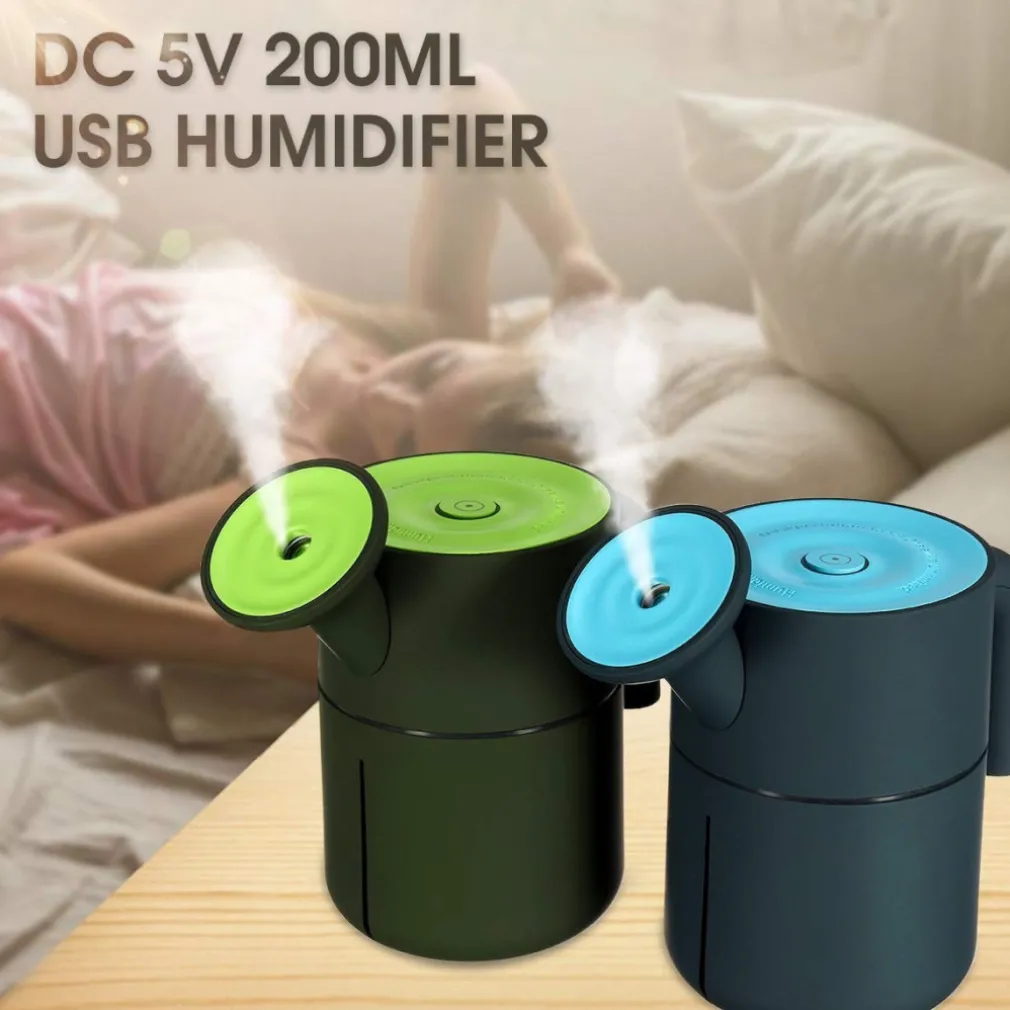 UMIDIFICATORE USB ULTRASUONI INNAFFIATORE 200ML AROMATERAPIA DEPURATORE CASA