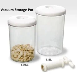 VACUUM STORAGE POT SET 2 CONTENITORI CIBO SALVA FRESCHEZZA POMPA VUOTO ARIA