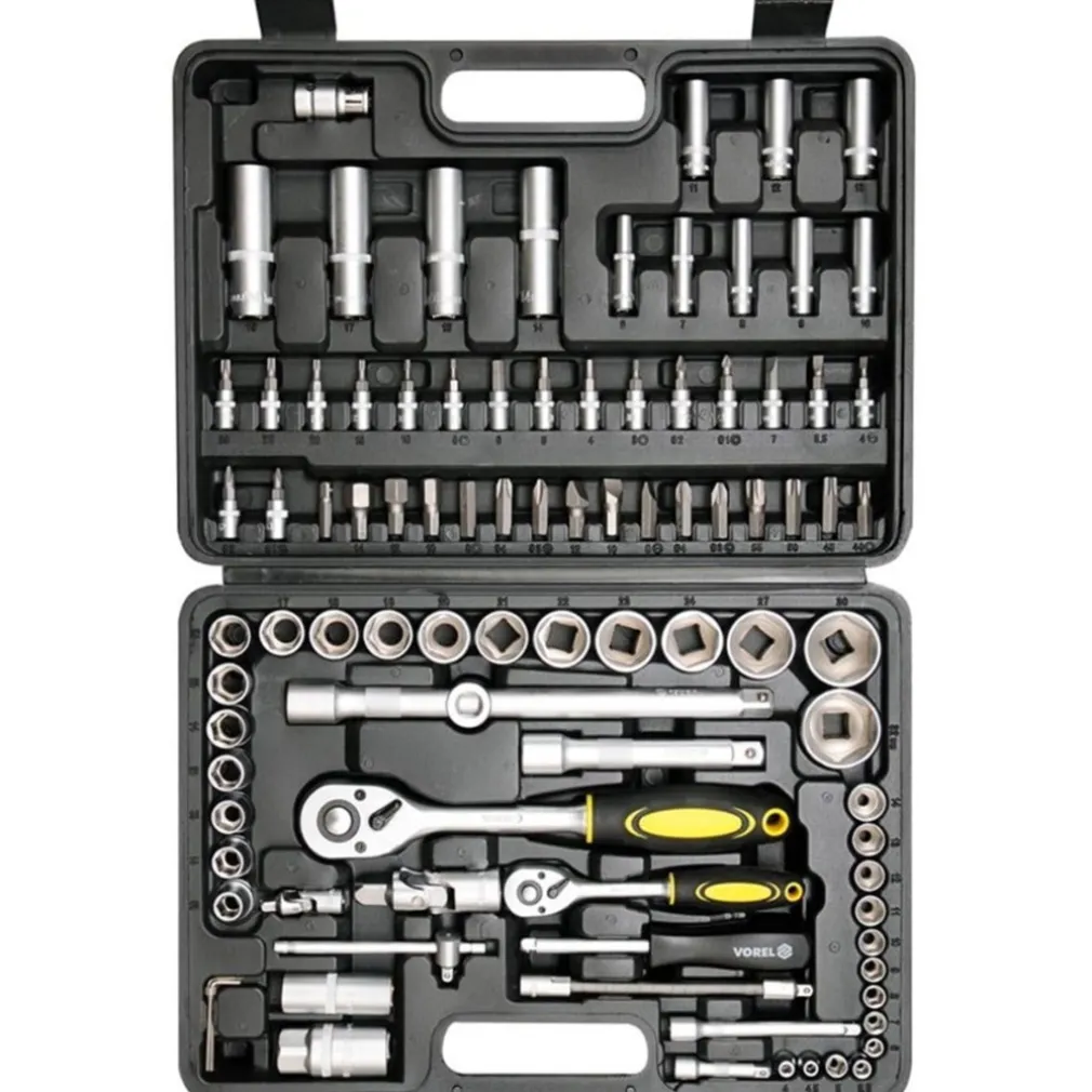 VALIGIA SET CHIAVI A BUSSOLA 94 PZ 1/2" 1/4" CHIAVI A CRICCHETTO REVERSIBILI