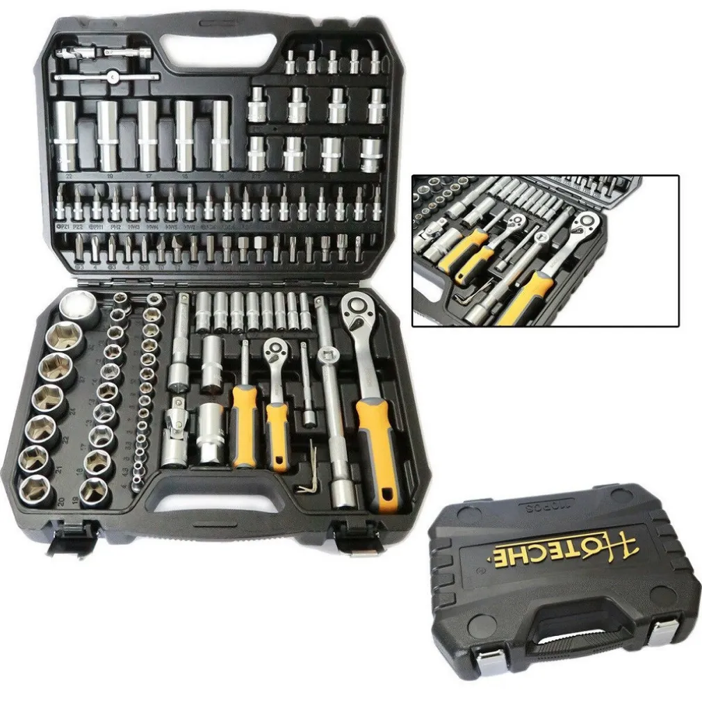 VALIGIA SET CHIAVI A BUSSOLA 110 PZ 1/2" 1/4" CHIAVI A CRICCHETTO REVERSIBILI