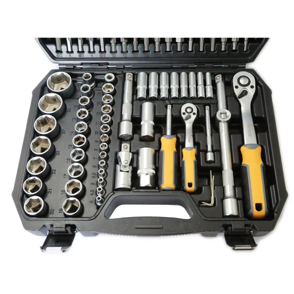 VALIGIA SET CHIAVI A BUSSOLA 110 PZ 1/2" 1/4" CHIAVI A CRICCHETTO REVERSIBILI