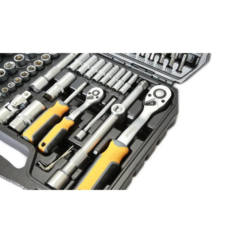 VALIGIA SET CHIAVI A BUSSOLA 110 PZ 1/2" 1/4" CHIAVI A CRICCHETTO REVERSIBILI