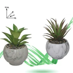 VASO CERAMICA CON PIANTINA ARTIFICIALE PIANTA IDEA REGALO BOMBONIERA EFF. MARMO