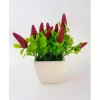 VASO CERAMICA QUADRATO PEPERONCINI ARTIFICIALI 16CM PIANTA DECORAZIONE CASA GIARDINO