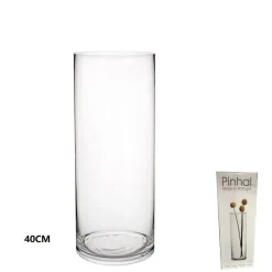 VASO 40CM CLILINDRICO IN VETRO TRASPARENTE ELEGANTE PER FIORI PIANTE