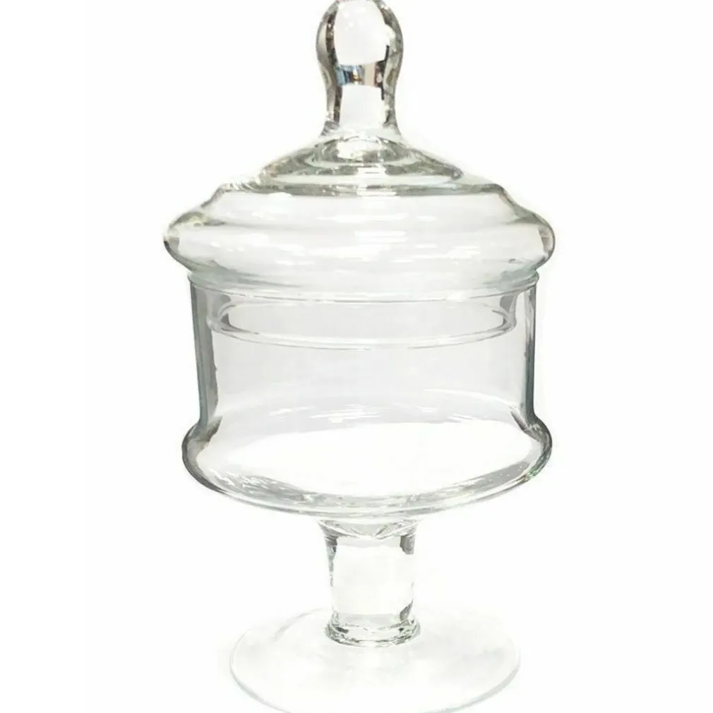 VASO CON COPERCHIO AMPOLLA ALZATINA BISCOTTIERA PER CONFETTATA VETRO 23 CM