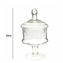 VASO CON COPERCHIO AMPOLLA ALZATINA BISCOTTIERA PER CONFETTATA VETRO 29CM