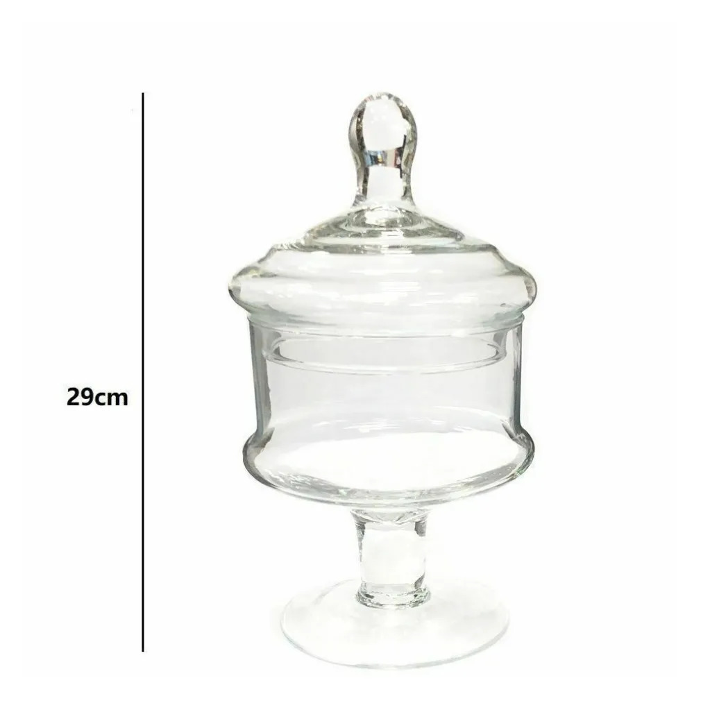 VASO CON COPERCHIO AMPOLLA ALZATINA BISCOTTIERA PER CONFETTATA VETRO 29CM