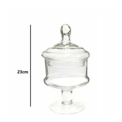 VASO CON COPERCHIO AMPOLLA ALZATINA BISCOTTIERA PER CONFETTATA VETRO 28CM