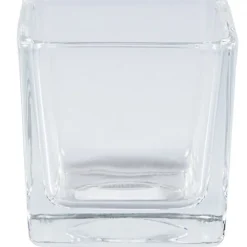 VASO CUBO 6x6x6CM CRISTALLO TRASPARENTE VETRO CANDELA CONFETTI PORTAFIORI PIANTA
