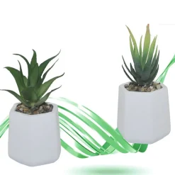 VASO IN CERAMICA CON PIANTINA ARTIFICIALE PIANTA IDEA REGALO BOMBONIERA 15x8 CM